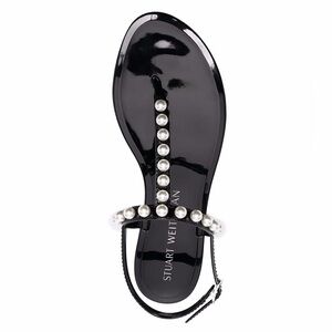 Stuart Weitzman Goldie Pearly Stud Jelly Sandals Black,9